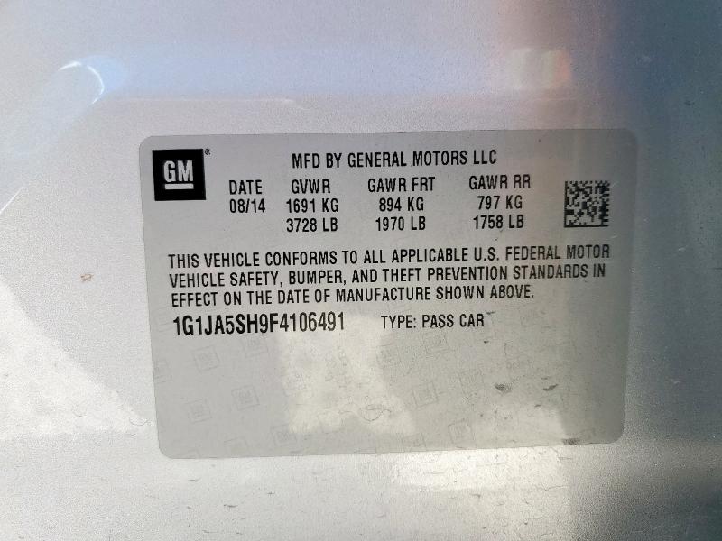 1G1JA5SH9F4106491 - 2015 CHEVROLET SONIC LS SILVER photo 12