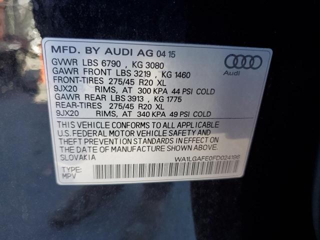 WA1LGAFE0FD024196 - 2015 AUDI Q7 PREMIUM PLUS BLACK photo 13