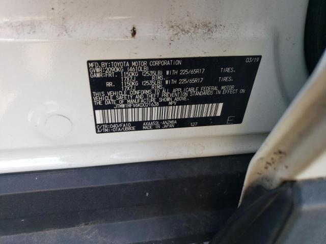 JTMW1RFV6KD021638 - 2019 TOYOTA RAV4 XLE თეთრი ფოტო 13