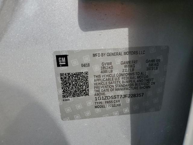 1G1ZD5ST7JF228357 - 2018 CHEVROLET MALIBU LT SILVER photo 12