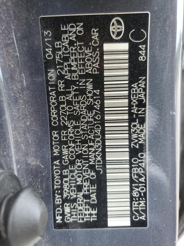 JTDKN3DU4D1674614 - 2013 TOYOTA PRIUS GRAY photo 12