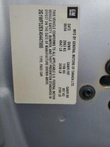 2G1WF52EX49447986 - 2004 CHEVROLET IMPALA 银色 照片 12