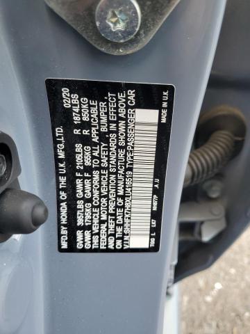 SHHFK7H8XLU416519 - 2020 HONDA CIVIC EXL GRAY photo 12