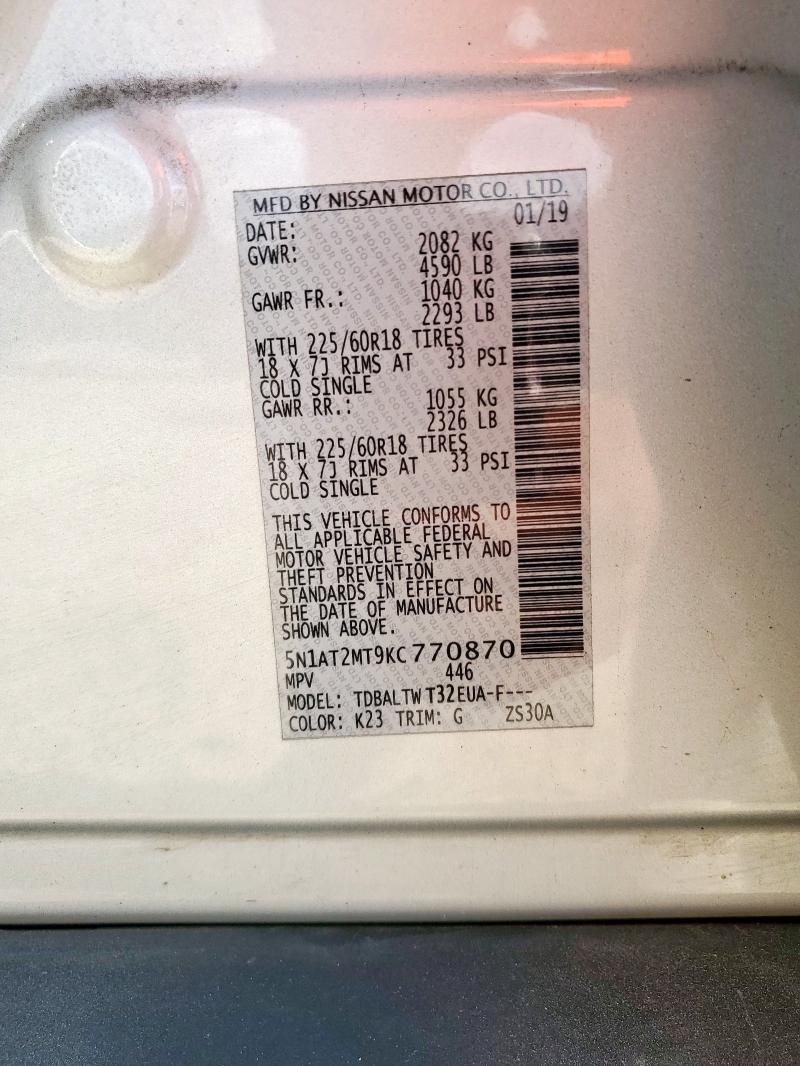 5N1AT2MT9KC770870 - 2019 NISSAN ROGUE S Күміс фото 14