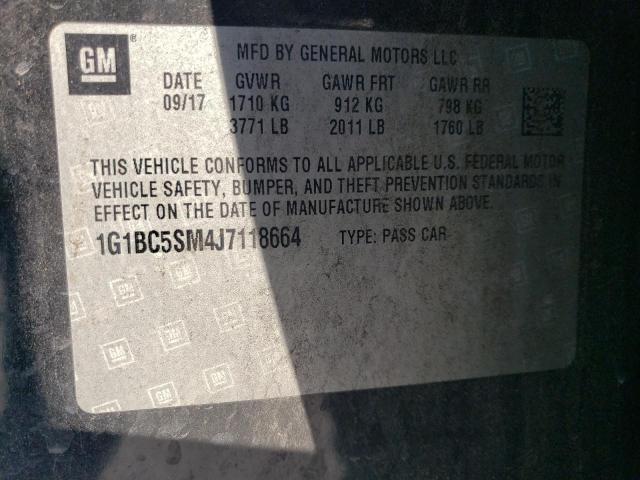 1G1BC5SM4J7118664 - 2018 CHEVROLET CRUZE LS შავი ფოტო 12