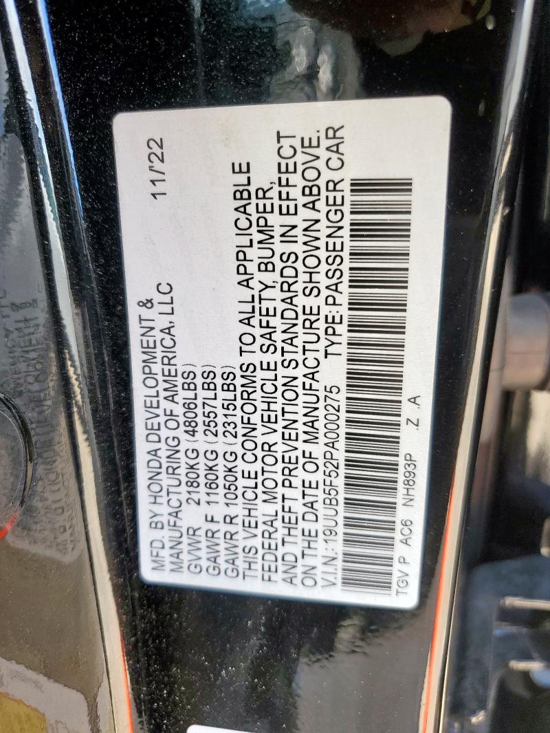 19UUB5F52PA000275 - 2023 ACURA TLX TECH A BLACK photo 13