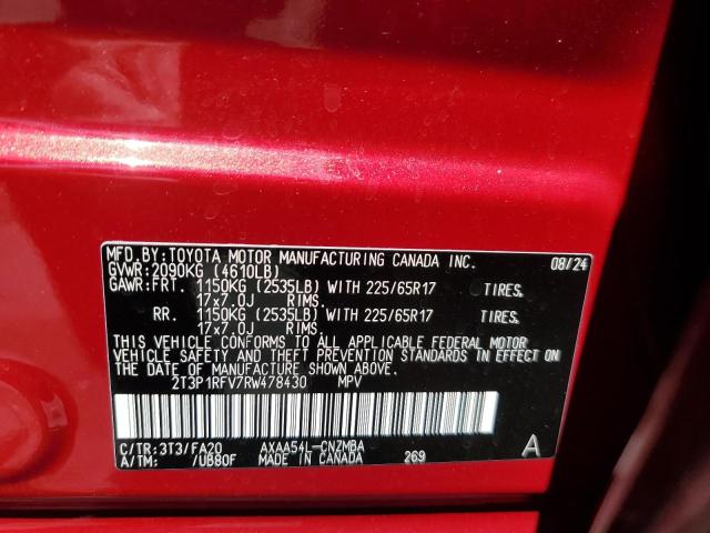 2T3P1RFV7RW478430 - 2024 TOYOTA RAV4 XLE ბურგუნდია ფოტო 14