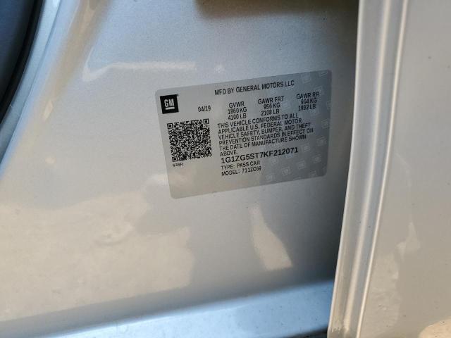 1G1ZG5ST7KF212071 - 2019 CHEVROLET MALIBU RS Серебристый фото 12