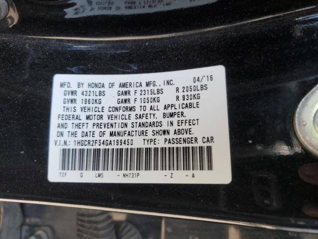 1HGCR2F54GA199450 - 2016 HONDA ACCORD SPORT 黑色 照片 12