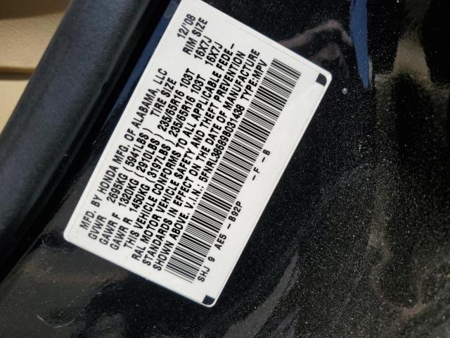 5FNRL38689B031438 - 2009 HONDA ODYSSEY EXL BLACK photo 14