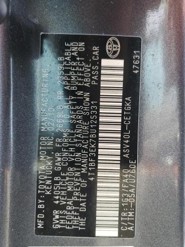 4T1BF3EK7BU125331 - 2011 TOYOTA CAMRY BASE فحمي صورة 12