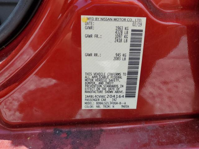 1N4BL4CVXKC204164 - 2019 NISSAN ALTIMA SR 红色 照片 12