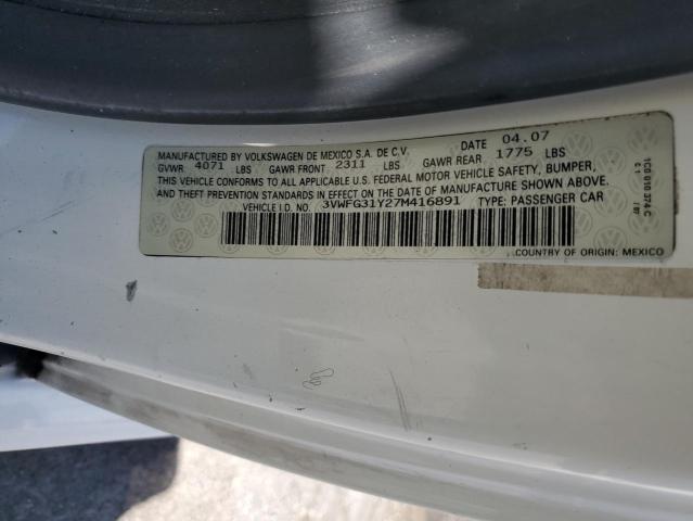 3VWFG31Y27M416891 - 2007 VOLKSWAGEN NEW BEETLE TRIPLE WHITE WHITE photo 12