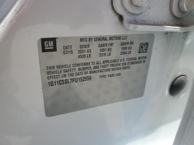 1G11C5SL7FU152559 - 2015 CHEVROLET MALIBU 1LT WHITE photo 12