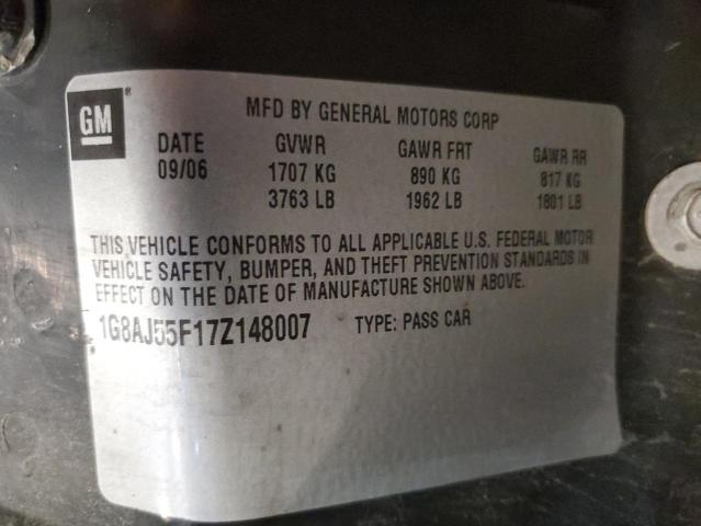 1G8AJ55F17Z148007 - 2007 SATURN ION LEVEL 2 MAROON photo 12