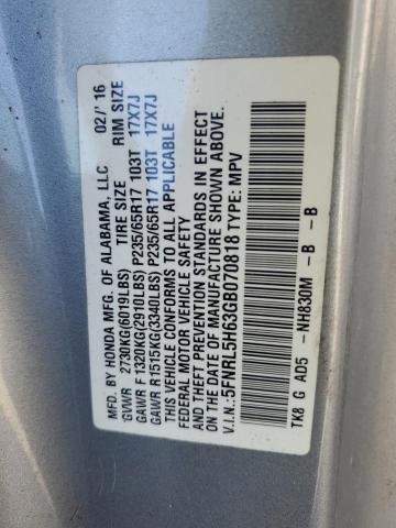 5FNRL5H63GB070818 - 2016 HONDA ODYSSEY EXL SILVER photo 13
