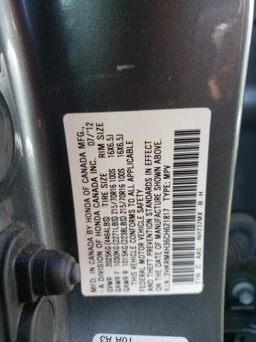 2HKRM4H36CH621817 - 2012 HONDA CR-V LX GRAY photo 13