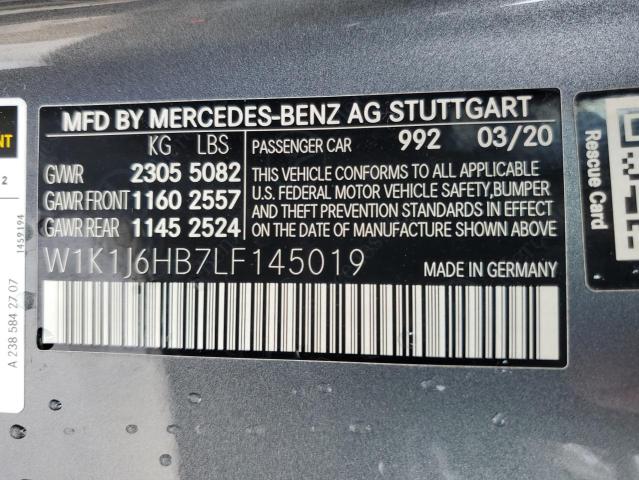 W1K1J6HB7LF145019 - 2020 MERCEDES-BENZ E 450 GRAY photo 12