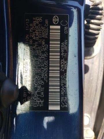 JTDKN3DU5E1751752 - 2014 TOYOTA PRIUS BLUE photo 13