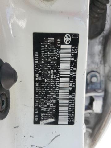 5YFEPRAEXLP143967 - 2020 TOYOTA COROLLA LE Սպիտակ լուսանկար 13