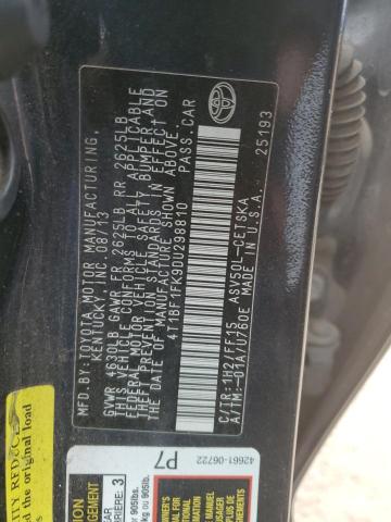 4T1BF1FK9DU298810 - 2013 TOYOTA CAMRY L فحمي صورة 12