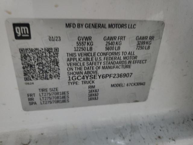 1GC4YSEY6PF236907 - 2023 CHEVROLET SILVERADO K3500 WHITE photo 12