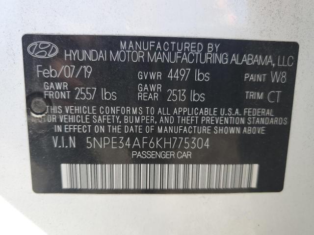 5NPE34AF6KH775304 - 2019 HYUNDAI SONATA LIMITED WHITE photo 12