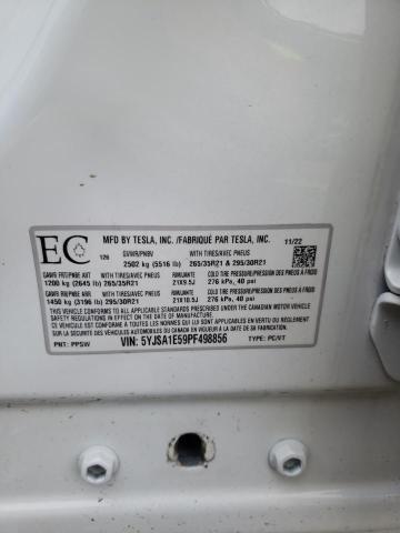 5YJSA1E59PF498856 - 2023 TESLA MODEL S Սպիտակ լուսանկար 13