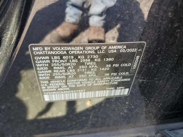 1V2HR2CA9NC527337 - 2022 VOLKSWAGEN ATLAS SE Negro foto 13