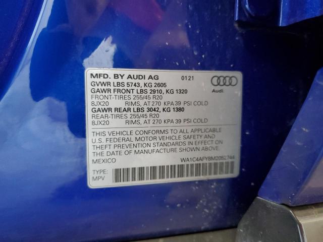 WA1C4AFY8M2052744 - 2021 AUDI SQ5 PRESTIGE 蓝色 照片 12