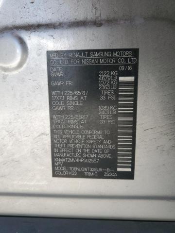 KNMAT2MV4HP502557 - 2017 NISSAN ROGUE S ვერცხლისფერი ფოტო 12