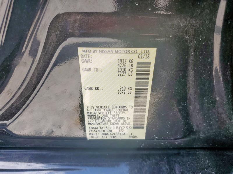 1N4AL3AP8JC180259 - 2018 NISSAN ALTIMA 2.5 BLACK photo 12