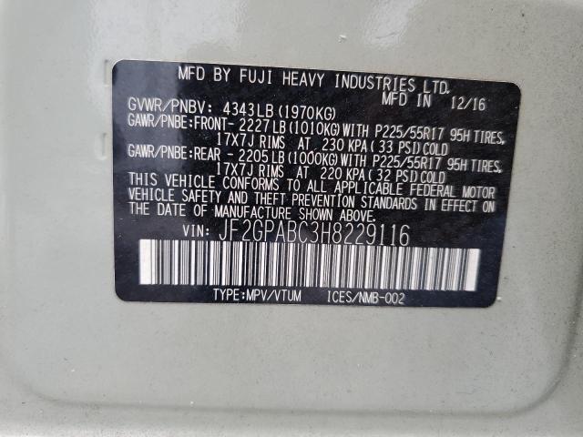 JF2GPABC3H8229116 - 2017 SUBARU CROSSTREK PREMIUM BEIGE photo 14