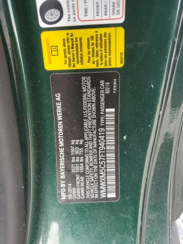 WMWXM5C57FT940419 - 2015 MINI COOPER GREEN photo 12