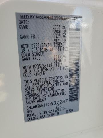 5N1AR2MM1EC637287 - 2014 NISSAN PATHFINDER S Ağ foto 14