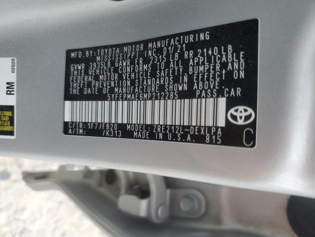 5YFEPMAE6MP212285 - 2021 TOYOTA COROLLA LE Gümüş foto 13