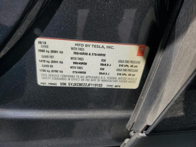 5YJXCBE22JF119103 - 2018 TESLA MODEL X ნაცრისფერი ფოტო 14