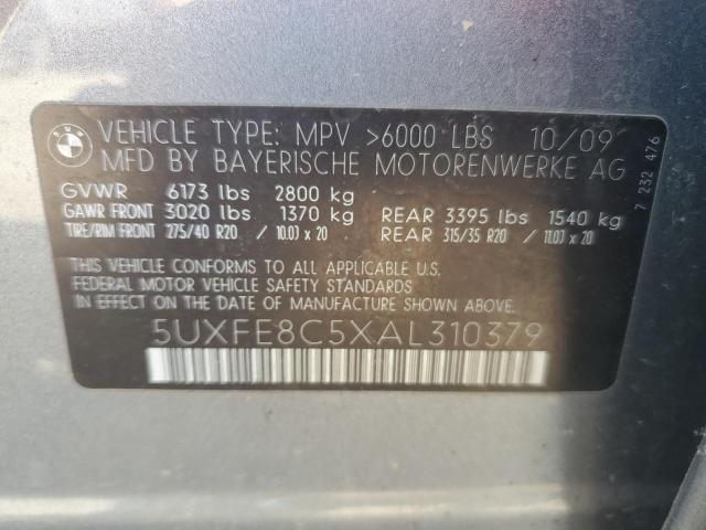 5UXFE8C5XAL310379 - 2010 BMW X5 XDRIVE48I Gümüş fotoğraf 13