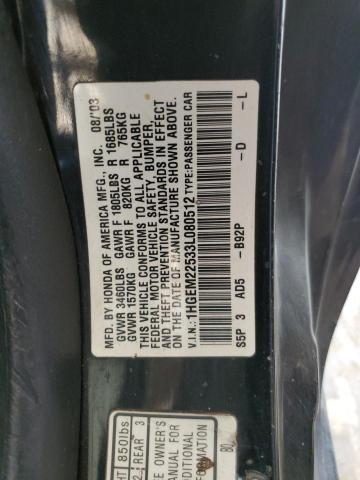 1HGEM22533L080512 - 2003 HONDA CIVIC LX BLACK photo 13