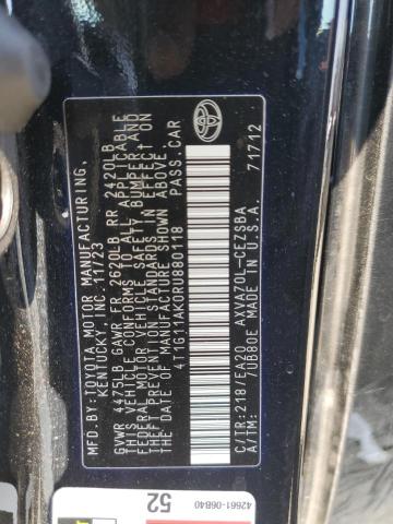 4T1G11AK0RU880118 - 2024 TOYOTA CAMRY SE NIGHT SHADE BLACK photo 12