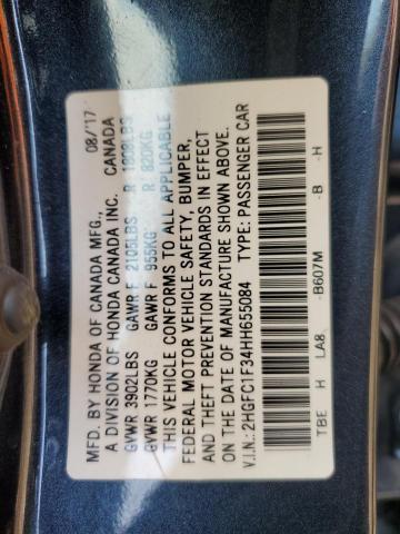 2HGFC1F34HH655084 - 2017 HONDA CIVIC EX CHARCOAL photo 12