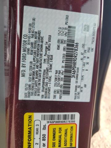 3FA6P0HR9DR278366 - 2013 FORD FUSION SE BURGUNDY photo 12