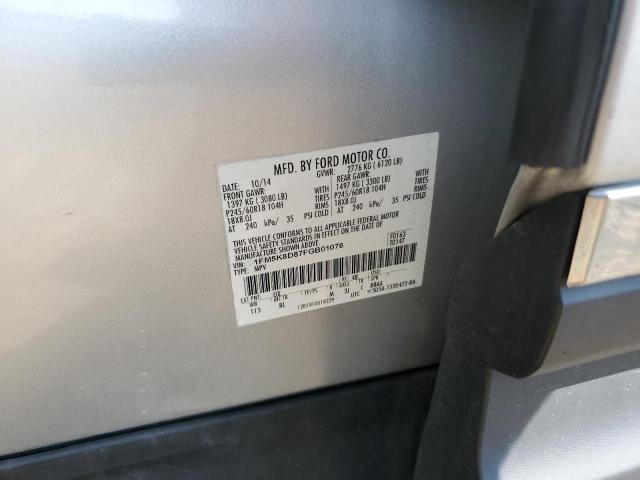 1FM5K8D87FGB01076 - 2015 FORD EXPLORER XLT Gümüş foto 13