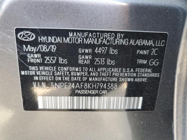 5NPE24AF8KH794388 - 2019 HYUNDAI SONATA SE 石墨色 照片 12