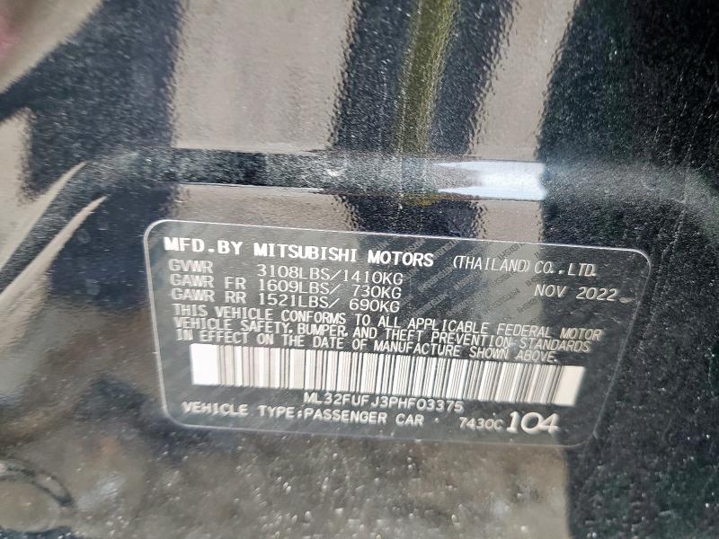 ML32FUFJ3PHF03375 - 2023 MITSUBISHI MIRAGE G4 ES 黑色 照片 12