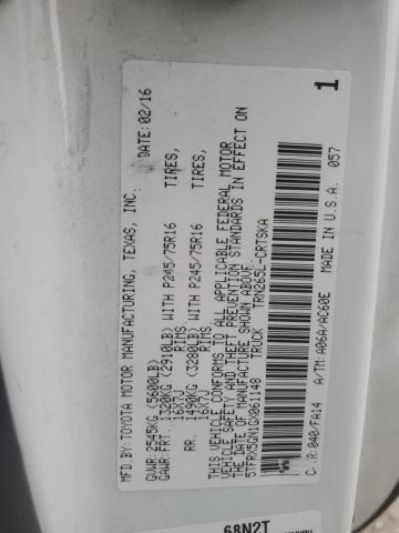 5TFRX5GN1GX061148 - 2016 TOYOTA TACOMA ACCESS CAB თეთრი ფოტო 12