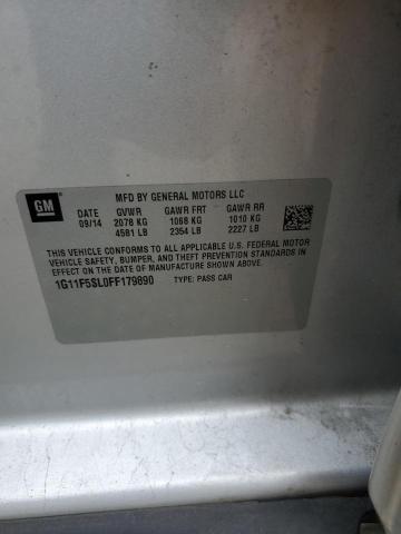 1G11F5SL0FF179890 - 2015 CHEVROLET MALIBU LTZ ვერცხლისფერი ფოტო 12