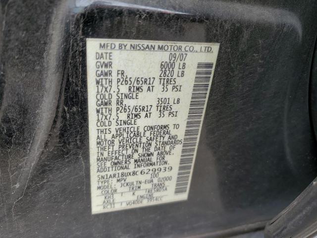 5N1AR18UX8C629939 - 2008 NISSAN PATHFINDER S BLACK photo 14