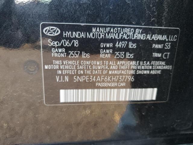 5NPE34AF6KH737796 - 2019 HYUNDAI SONATA LIMITED 黑色 照片 12