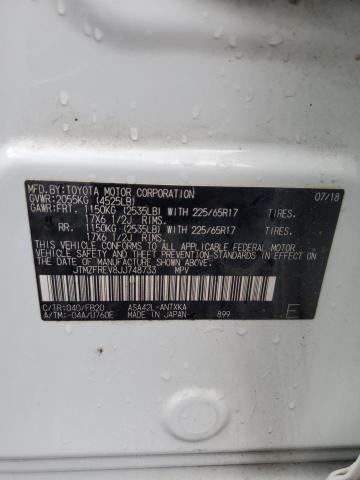 JTMZFREV8JJ748733 - 2018 TOYOTA RAV4 LE Beyaz fotoğraf 13